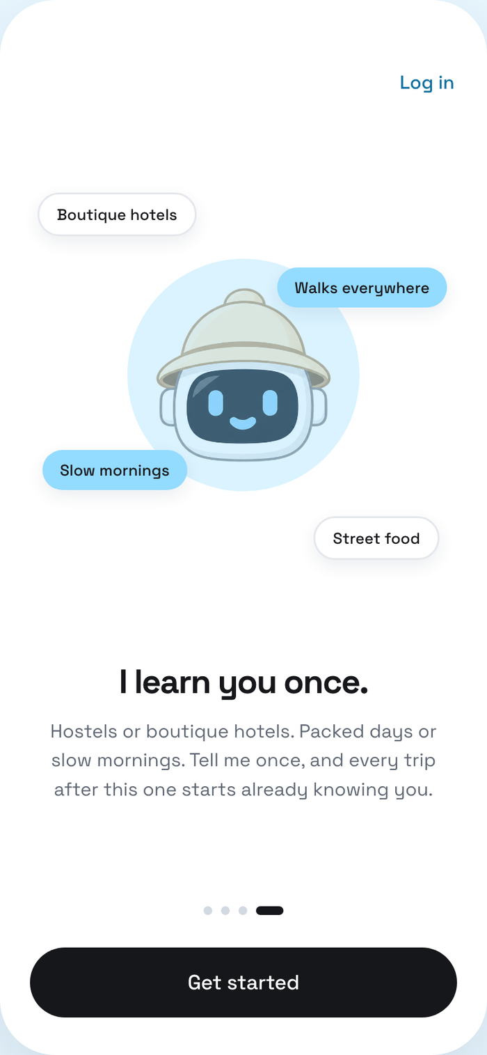 Onboarding screen: I learn you once